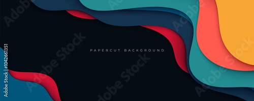 Colorful papercut background dynamic decorative design vector