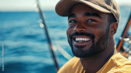 Joyful Angler Enjoys a Beautiful Day on the Water with a Big Smile and a Passion for Fishing