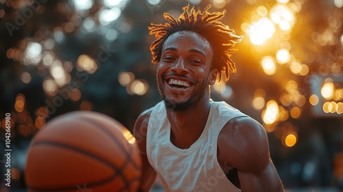 Joyful Moments on the Basketball Court Embracing the Spirit of Sports and Community in a Vibrant Sunset Setting