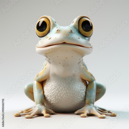 Cute 3D Cartoon Frog Icon in Full Body View photo