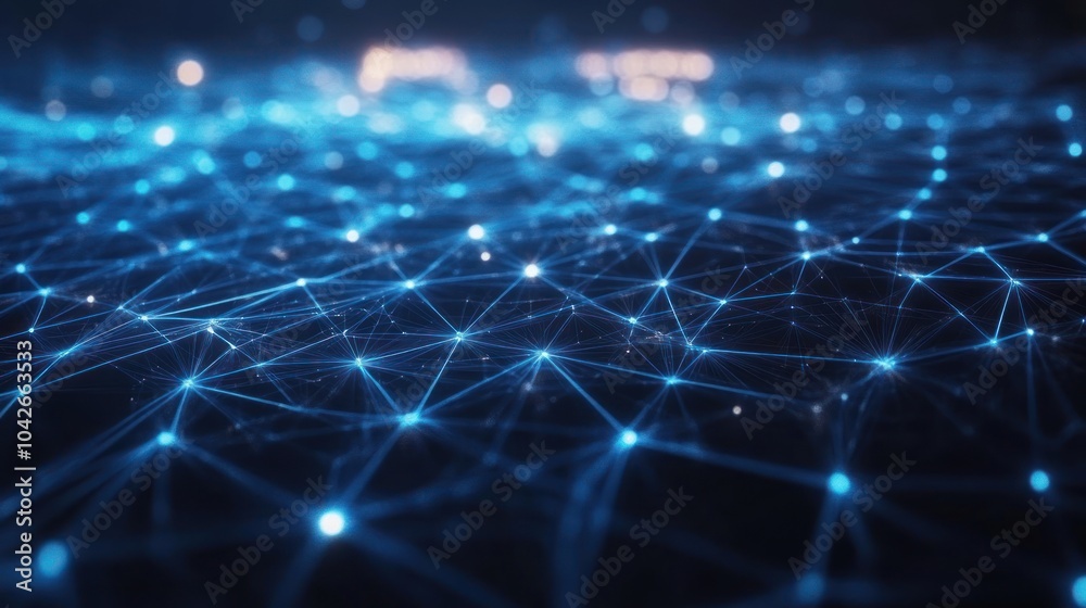 A digital network representation with interconnected nodes and lines, symbolizing data flow. A digital network representation with interconnected nodes and lines, symbolizing data flow.