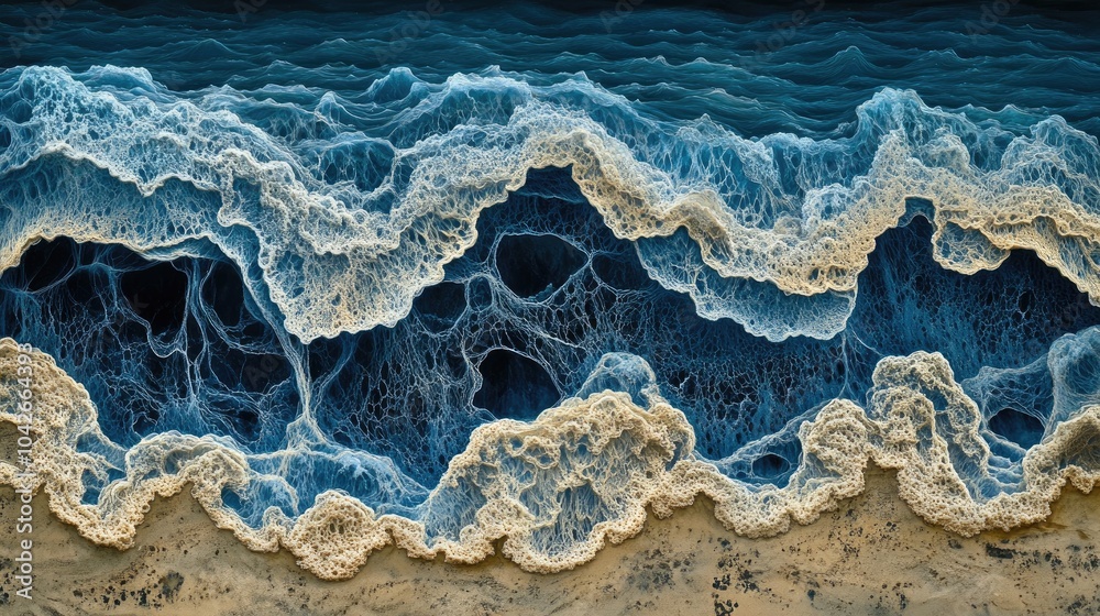 Obraz premium Abstract Ocean Waves with Foam Patterns