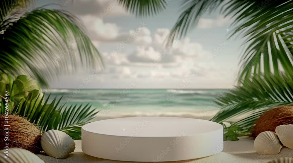 podium with a beach background. Summer podium podium with a beach background. Summer podium