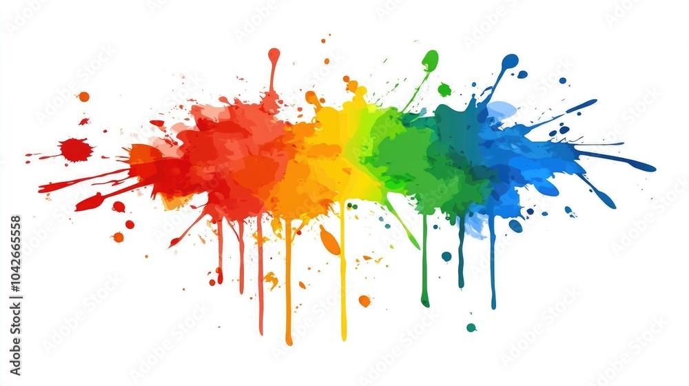 Fototapeta premium Colorful Paint Splatters on White Background