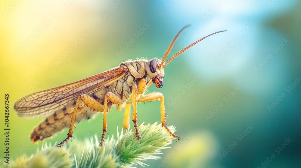 Macro shot of insects with a beautifully blurred nature background, focusing on the fine details of the insect's body, set against a soft natural scene. Macro shot of insects with a beautifully blurred nature background, focusing on the fine details of the insect's body, set against a soft natural scene.