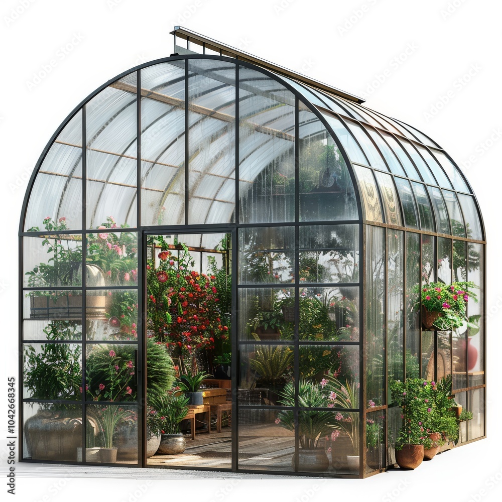 Realistic 3D Greenhouse with Lush Plants and Decor Realistic 3D Greenhouse with Lush Plants and Decor