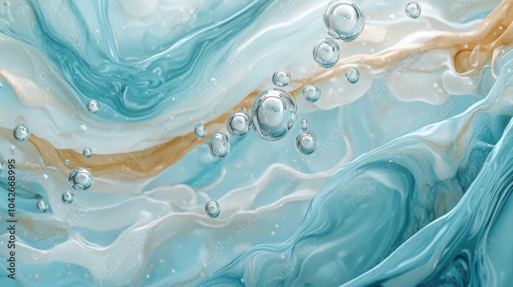Blue and Brown Liquid Wave Pattern with Bubbles Blue and Brown Liquid Wave Pattern with Bubbles