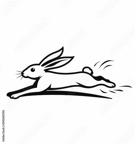 Black and White Rabbit Running  
