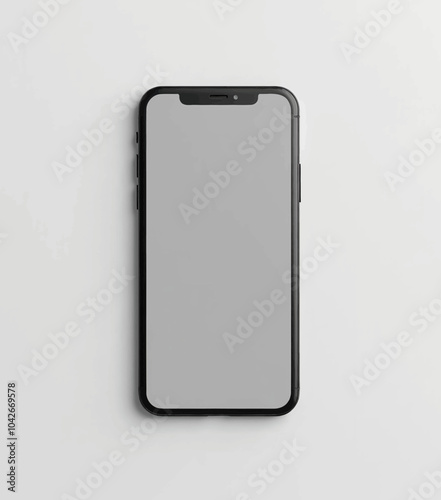 Black Smartphone Mockup on White Background