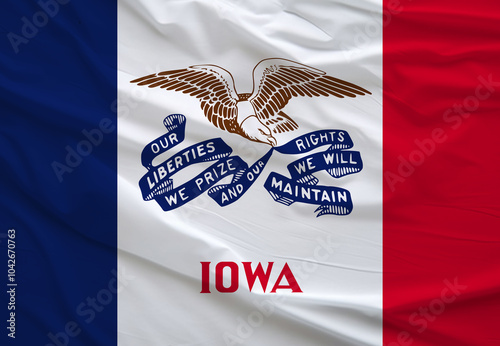 Flag of Lowa, High Quality fabric and Grunge Image of Lowa USA. USA states Lowa Fabric flag. photo