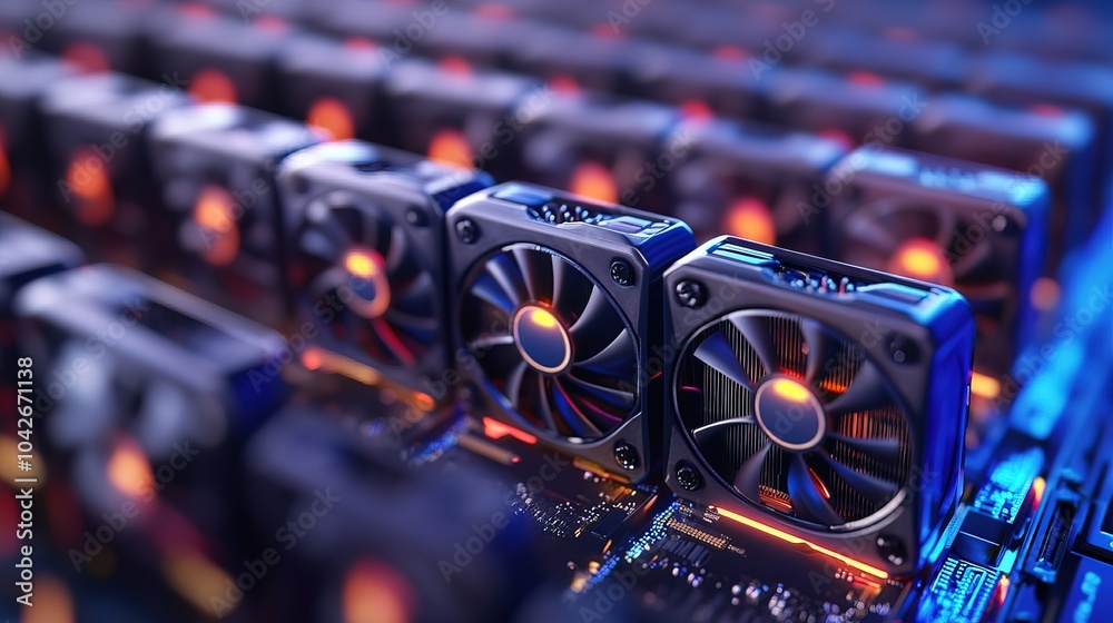 Fototapeta premium Innovative bitcoin mining concept: advanced cryptocurrency 