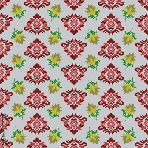 Seamless filigree Ikat Pattern for regal fabric. 