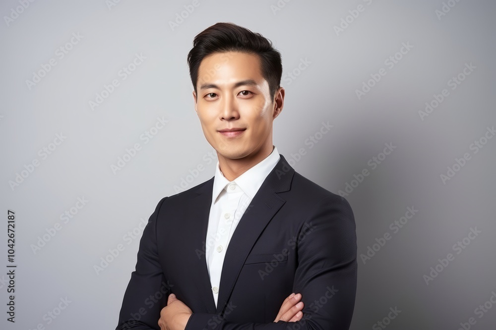Portrait of handsome young asian man in black suit and white shirt Portrait of handsome young asian man in black suit and white shirt