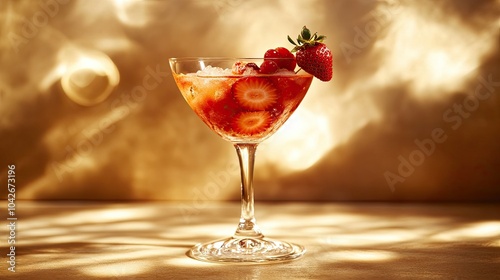 Elegant Strawberry Cocktail Display in Art Scale