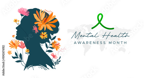 Mental Health Awareness Month. in May. Take care of your body, take care of your health and mind. Increase awareness of mental health. Control and protection. Prevention campaign