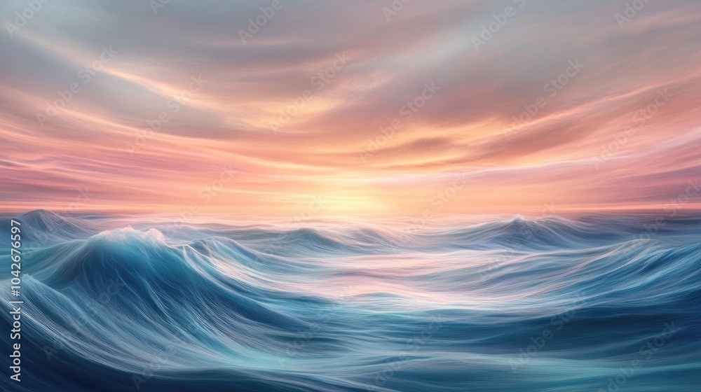 Soft Calming Ocean Waves at Sunset