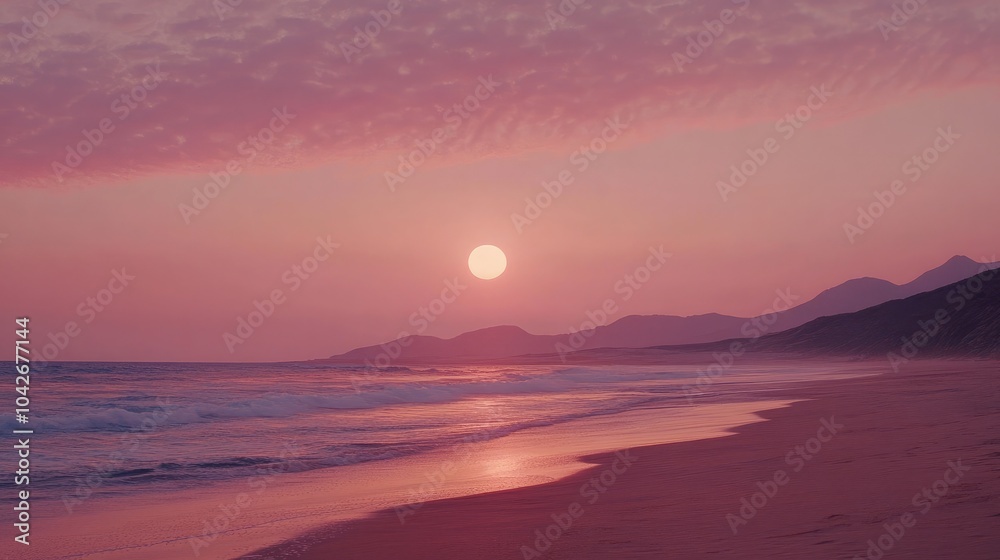 Fototapeta premium Serene Sunset Over Gentle Ocean Waves