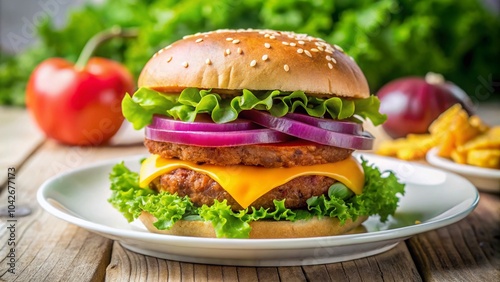 Minimalist Vegetarian Cheeseburger Photography for Healthy Eating Inspiration