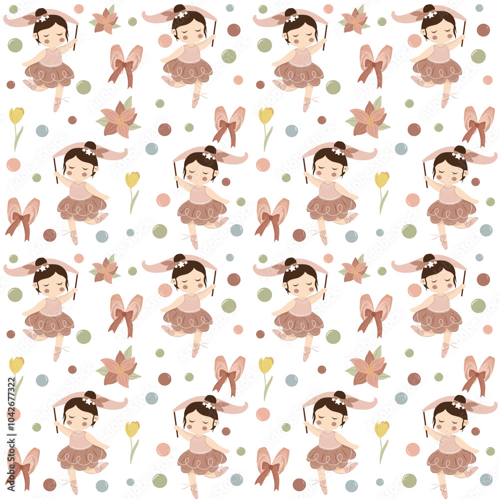 Fototapeta premium Ballet Kids Seamless Pattern