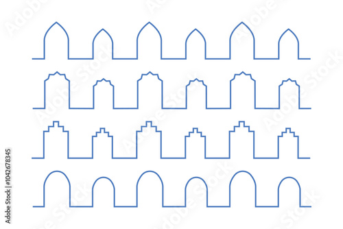 Simple line arabic border. Ramadan kareem arabian vector divider for banner, poster, greeting card