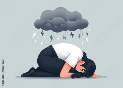 Woman Under Storm Cloud 
