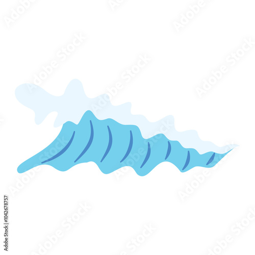 Ocean Waves Illustration in Abstract Design. Isolated on White Background.