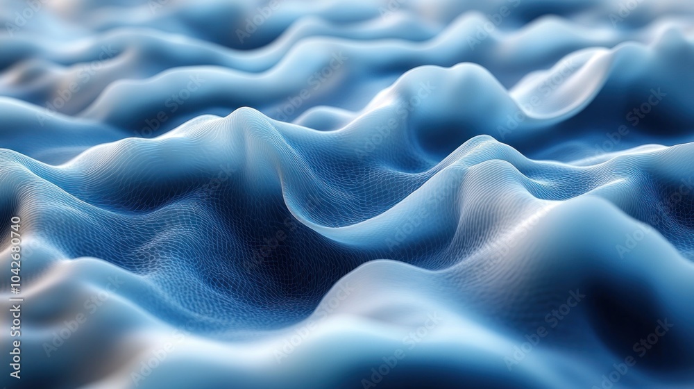 Obraz premium Abstract representation of flowing blue waves or terrain.