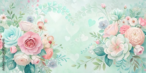 Wallpaper Mural watercolor background with roses Torontodigital.ca
