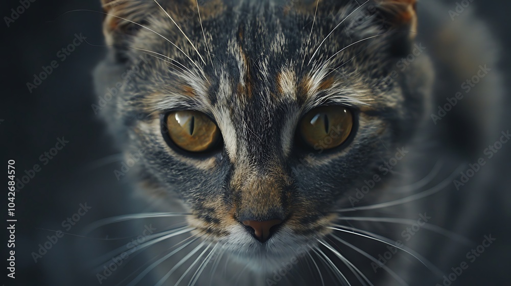 Adorable shorthair cat gazing intently at the camera Adorable shorthair cat gazing intently at the camera