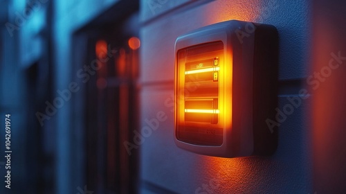 Smart electric meter glowing monitoring energy consumption in real-time 