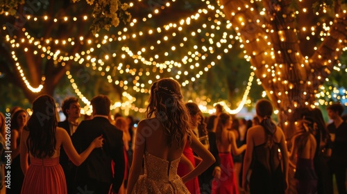 Elegant Prom Night Celebration Under String Lights