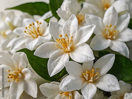 beautiful jasmine flowers photographed from close range