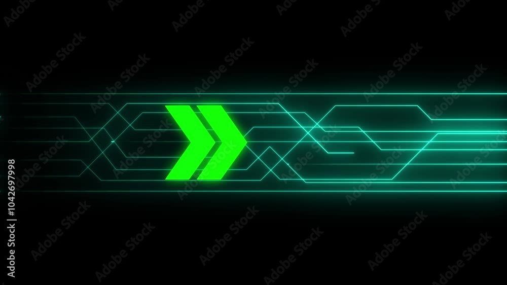 Technology background with arrow animation.4k- Abstract background with neon arrow - seamless loop
