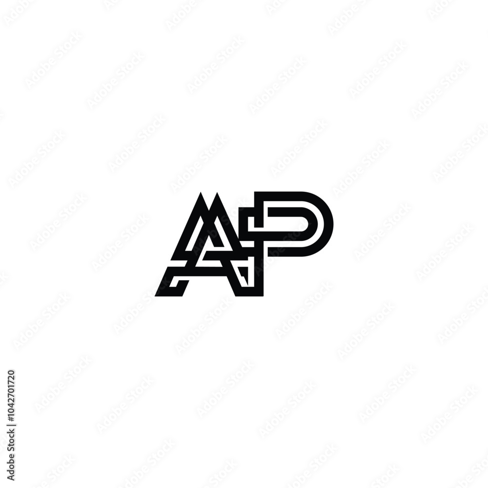 Obraz premium AP monogram logo design letter text name symbol monochrome logotype alphabet character simple logo