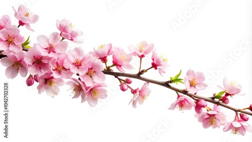 Wallpaper Mural High angle view of isolated branch of Japanese cherry blossoms against white background Torontodigital.ca