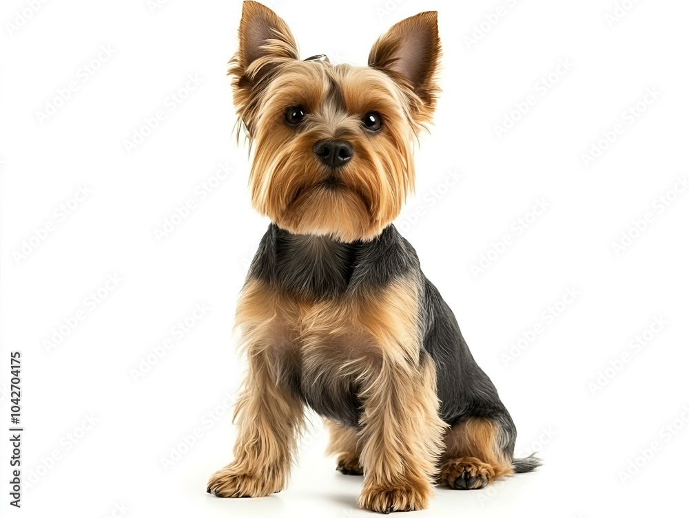 Yorkshire terrier sitting on white background. Yorkshire terrier sitting on white background.