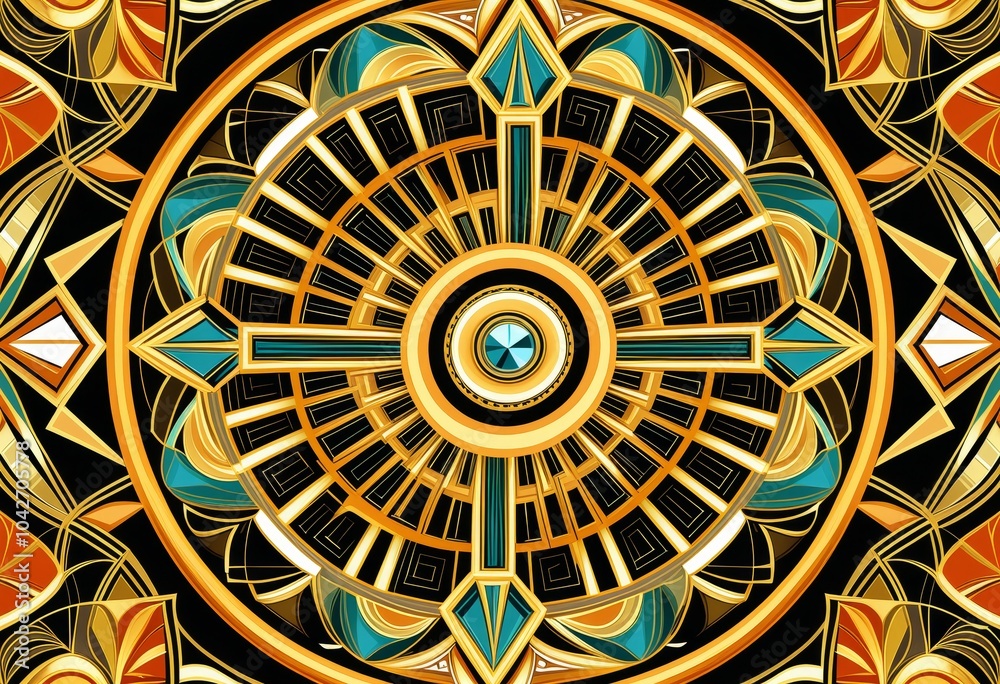 Art Deco Diamond Pattern with Machine Wheel Art Deco Diamond Pattern with Machine Wheel