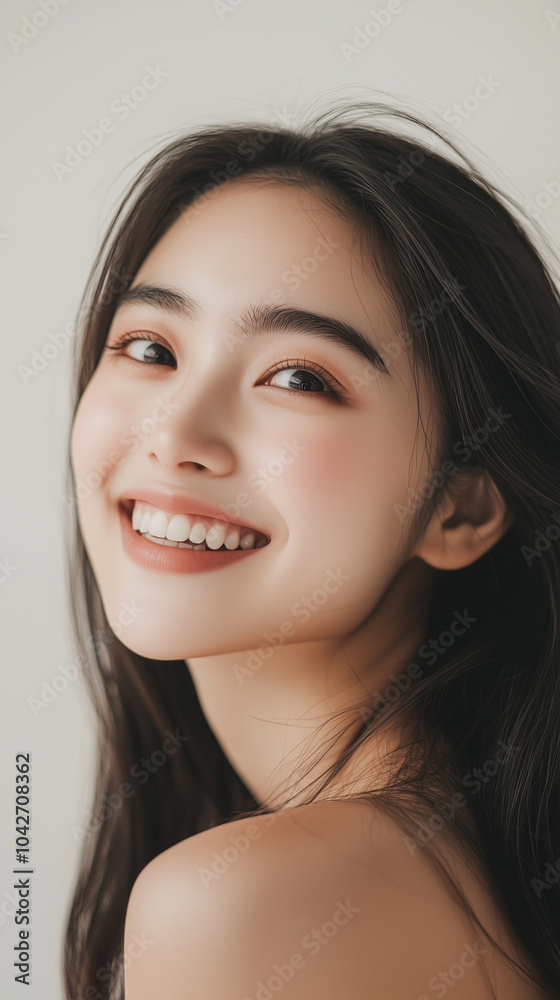 Luminous, Youthful, Flawless Complexion - Natural Skincare Radiance in a Captivating Portrait for skincare advertising model Luminous, Youthful, Flawless Complexion - Natural Skincare Radiance in a Captivating Portrait for skincare advertising model