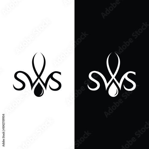 SWS with water drop Monogram, lettering logo