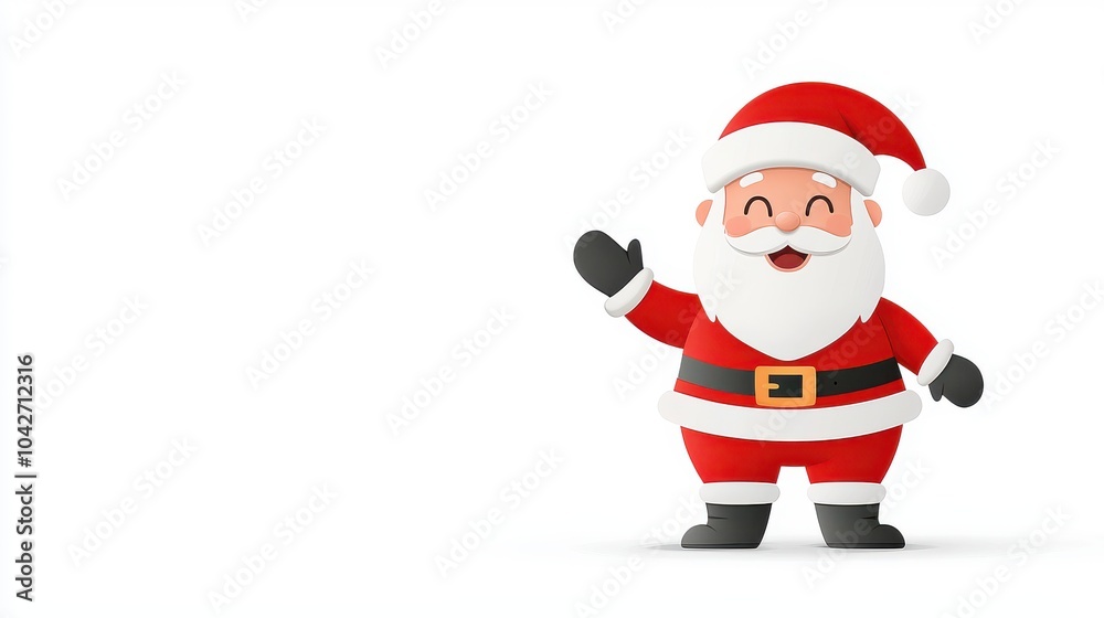 A Santa Claus waving, friendly pose, flat design, bold colors, isolated on white background ,clean background A Santa Claus waving, friendly pose, flat design, bold colors, isolated on white background ,clean background