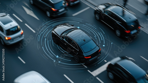 Smart vehicle with GPS tracking and pulsing signal in traffic
