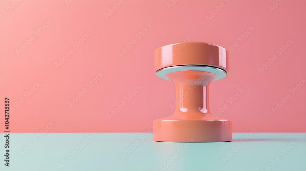 Pink Dumbbell on Pastel Background Pink Dumbbell on Pastel Background