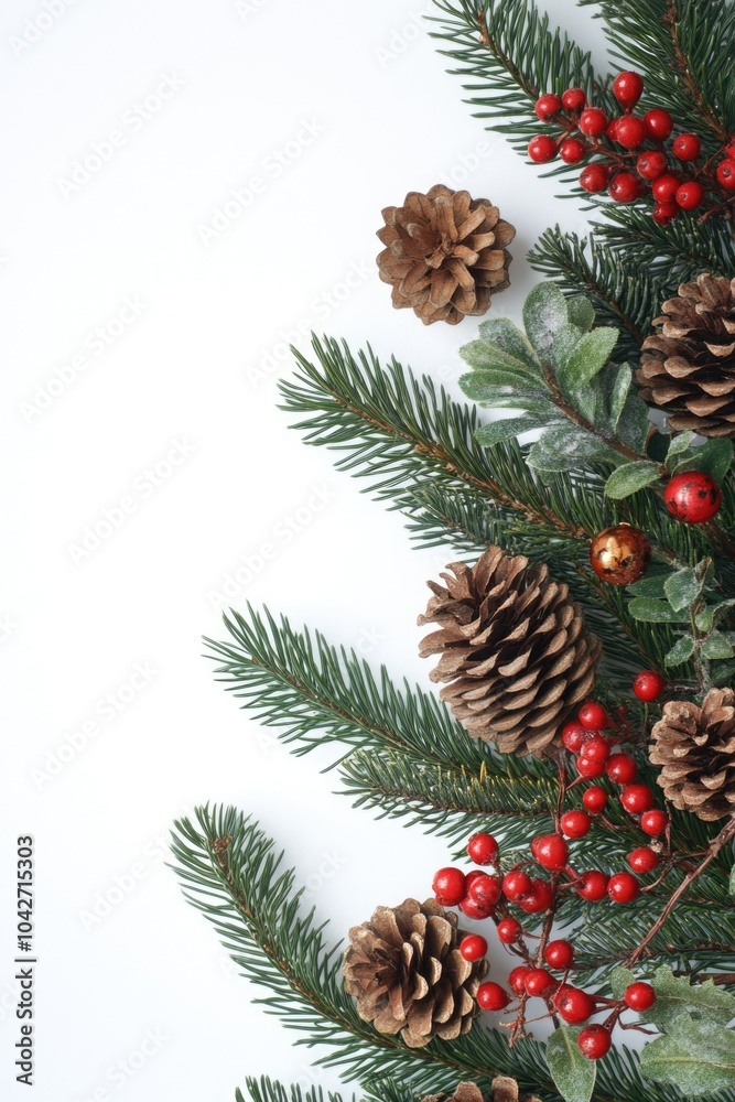 Christmas Tree with Pine Cones and Red Berries Christmas Tree with Pine Cones and Red Berries