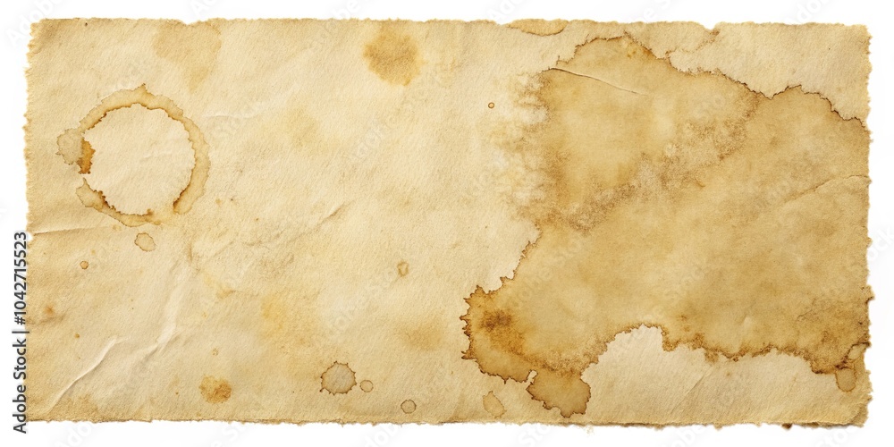 Fototapeta premium Aged Paper Texture with Irregular Edges and Coffee Stains