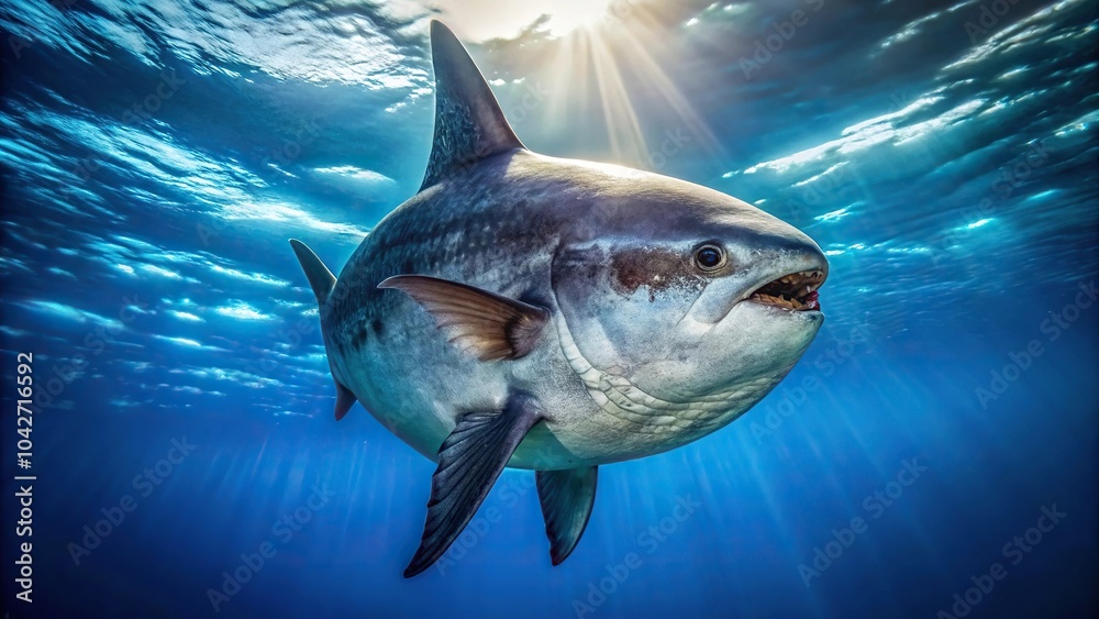 Obraz premium High angle view of sunfish swimming in ocean