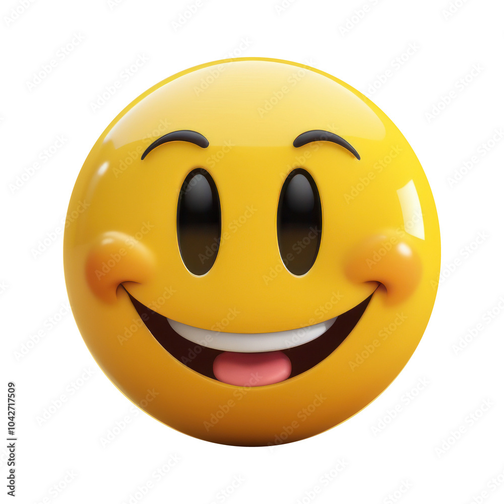 Fototapeta premium A vibrant yellow emoji with a big smile and its tongue playfully out, radiating happiness and joy. Perfect for conveying fun, amusement, and positivity in digital communications.