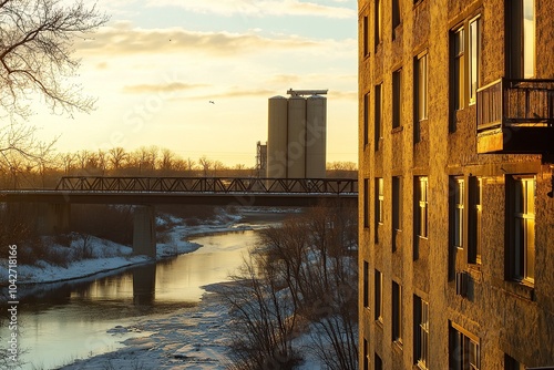 A photo of the outside view from an apartment on the top floor inside a stone arch mill in Crookston photo