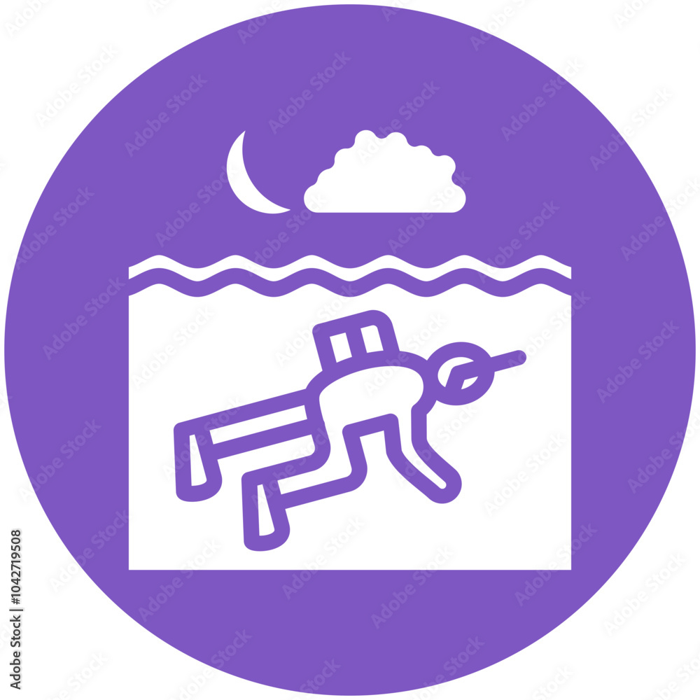 Night Diving vector icon illustration of Vacation and Tourism iconset. Night Diving vector icon illustration of Vacation and Tourism iconset.