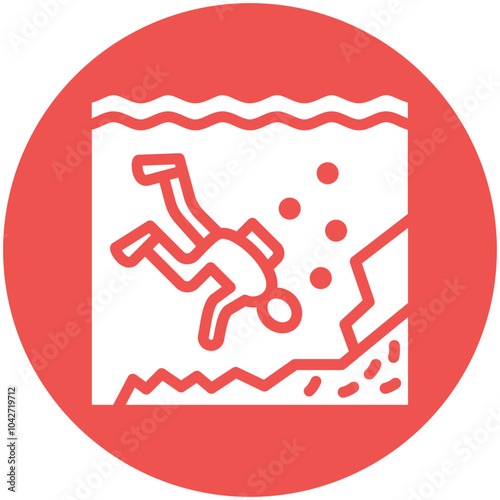Deep Diving vector icon illustration of Vacation and Tourism iconset.