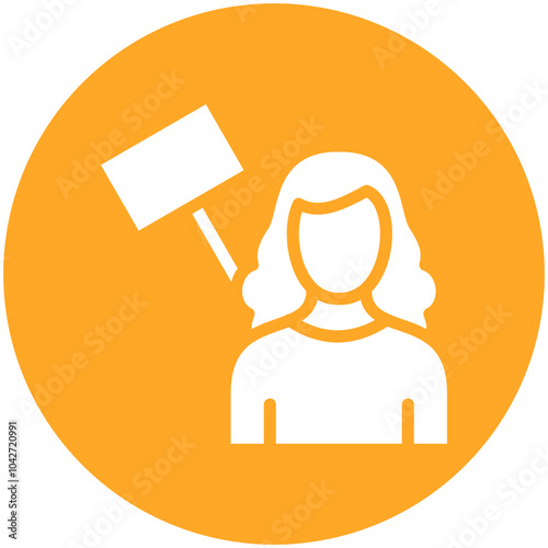 Protester Female vector icon illustration of Protesting and Civil Disobedience iconset.